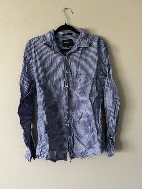 Rodd & Gunn Sports Fit Linen Blue and White Button Up Shirt